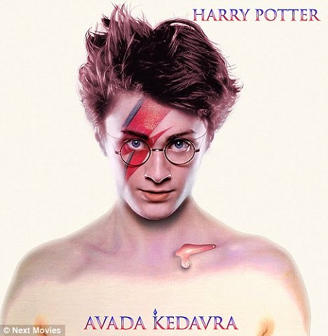 Tousled: Daniel Radcliffe's hair came in handy for this recreation of David Bowie's iconic 1973 album Aladdin Sane